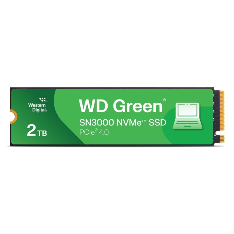 Western Digital 2TB WD Green SN3000 NVMe SSD Interno - Unidad de Estado sólido - Gen4 PCIe, M.2 2280, hasta 5.000 MB/s - WDS200T4G0E_0