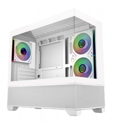 Cooler Master Gabinete Elite 490, Micro ATX/ITX, Cristal Templado, 1x USB-C, 2X USB 3.0, 3 Ventiladores, Blanco_0
