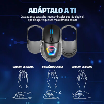Mouse Gamer Inalámbrico Dual 2.4ghz + Bluetooth Game Factor Mow800-bk Rgb 26000 Dpi 4k Negro_1