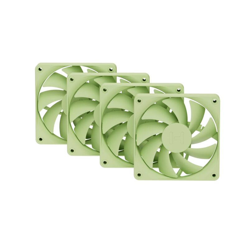 Hyte Flow FA12 - Ventiladores de Carcasa de PC de 120 mm, Paquete de 4, Alto Rendimiento, bajo Ruido, 1500 RPM, PWM de 4 Pines, rodamiento dinÃ¡mico Fluido, Leche Matcha (Verde)_0