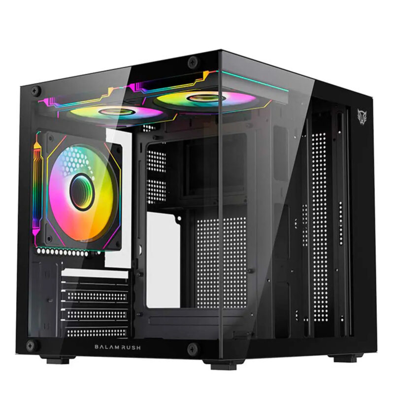 Gabinete Gamer Balam Rush Tank Glow Mini 3500 Micro Atx Mini Torre 3 Fan Argb Cristal Templado Frente Cristal Negro Br-943871_0