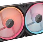 Corsair iCUE Link LX140-R RGB 140mm Ventilador Inverso PWM  Kit de Doble Ventilador  Bajo Nivel de Ruido, Cojinete de Cúpula Magnética, Lazos de Luz Duales, Tornillos QuikTurn, Cero RPM  Negro_0