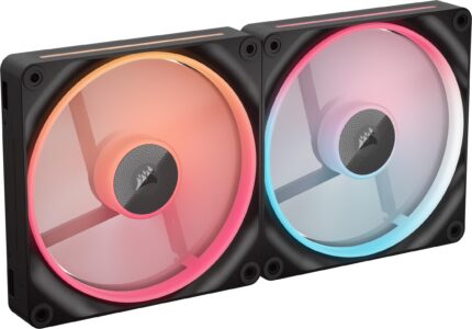 Corsair iCUE Link LX140-R RGB 140mm Ventilador Inverso PWM  Kit de Doble Ventilador  Bajo Nivel de Ruido, Cojinete de Cúpula Magnética, Lazos de Luz Duales, Tornillos QuikTurn, Cero RPM  Negro_0