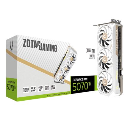 ZOTAC Tarjeta de Video Gaming Nvidia GeForce RTX 5070 TI Solid Core OC White Edition 16GB GDDR7 3 Fan DLSS 4 PCI Express 5.0 IA ZT-B50710Q2-10P_0