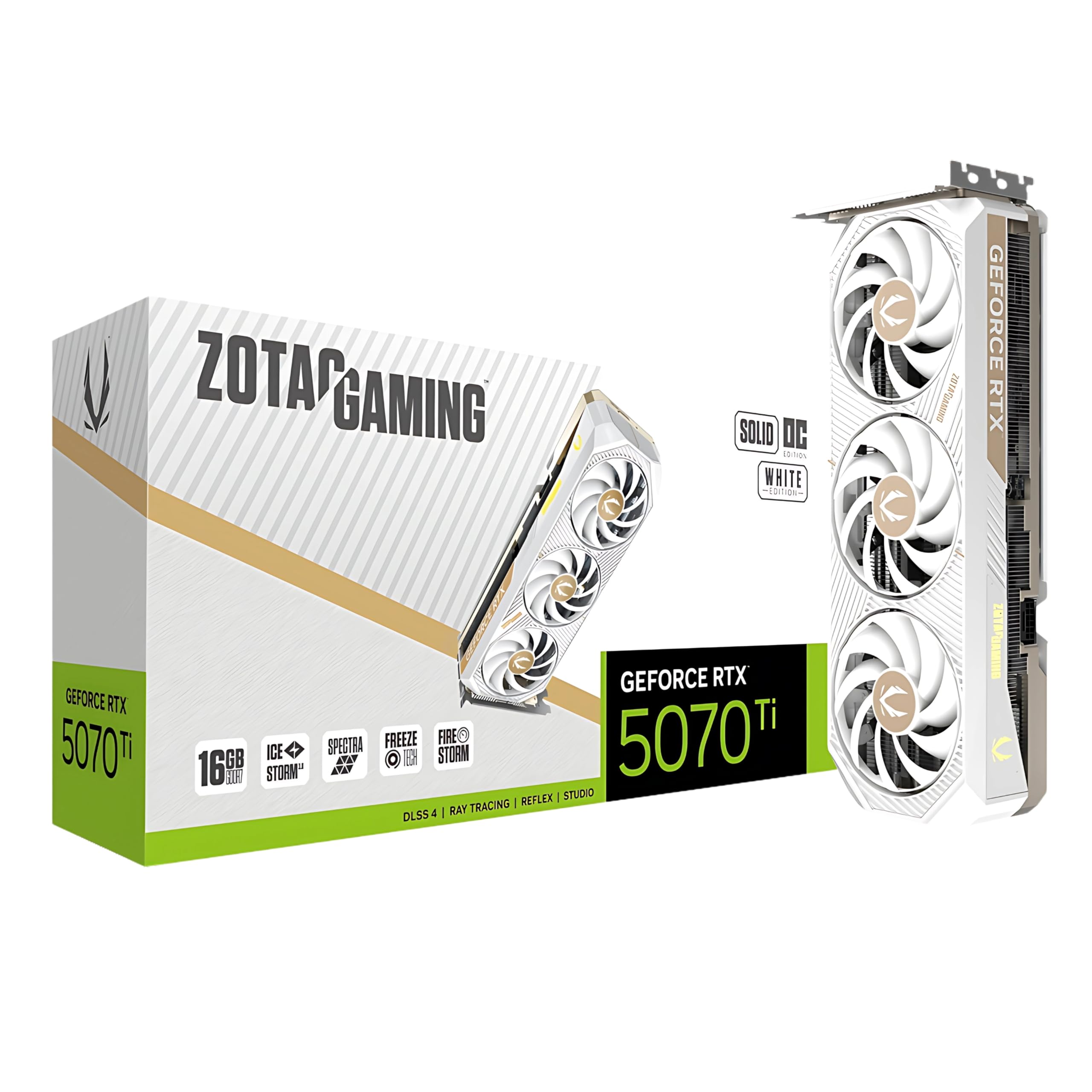 ZOTAC Tarjeta de Video Gaming Nvidia GeForce RTX 5070 TI Solid Core OC White Edition 16GB GDDR7 3 Fan DLSS 4 PCI Express 5.0 IA ZT-B50710Q2-10P_0 ZOTAC Tarjeta de Video Gaming Nvidia GeForce RTX 5070 TI Solid Core OC White Edition 16GB GDDR7 3 Fan DLSS 4 PCI Express 5.0 IA ZT-B50710Q2-10P_0