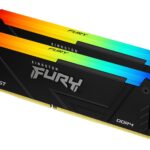 Kingston Fury Beast Black RGB DDR4, Memoria Gamer para PC, Capacidad: 16GB Kit (2x8GB), Frecuencia: 3200MT/s, Latencia: CL16, Factor de Forma: DIMM 288-Pin, Color: Negro/RGB, KF432C16BB2AK2/16_0