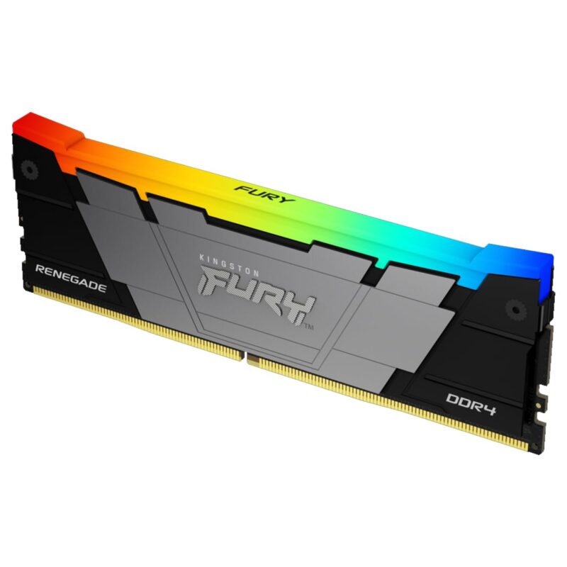 Kingston Fury Renegade Black RGB DDR4, Memoria Gamer para PC, Capacidad: 16GB, Frecuencia: 3600MT/s, Latencia: CL16, Factor de Forma: DIMM 288-Pin, Color: Negro/RGB, KF436C16RB12A/16_0