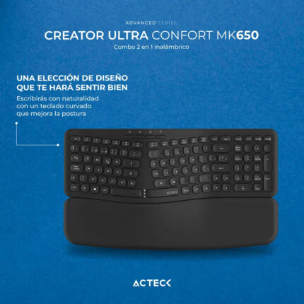 Combo Inalámbrico Acteck Mk650 Teclado Y Mouse Blanco_1