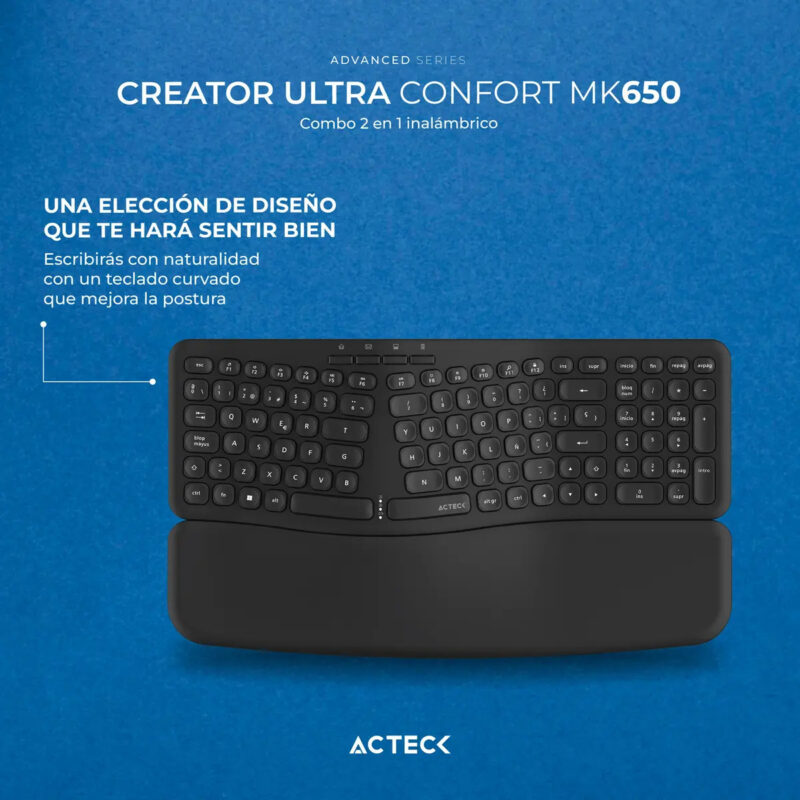 Combo Inalámbrico Acteck Mk650 Teclado Y Mouse Blanco_1