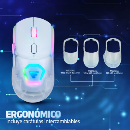 Mouse Gamer Inalámbrico Dual 2.4ghz + Bluetooth Game Factor Mow700 Rgb 26000 Dpi Blanco_1