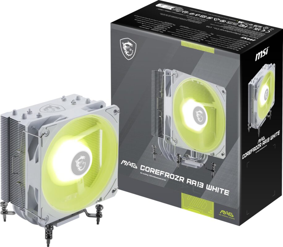 MSI mag COREFROZR AA13 Blanco - Enfriador de Aire para CPU AIO ARGB - Compatible con LGA 1700/1851 / AM5/AM4 - Ventilador ARGB PWM de 120 mm, Color Blanco_0
