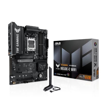 ASUS TUF Gaming B650E-E WiFi AMD AM5 B650 ATX, 8+2+1 80A DrMOS Stage, DDR5, PCIe 5.0 Ready, 3X M.2, Wi-Fi 6E, 2.5 GB LAN, DisplayPort, HDMI, USB 20Gbps Type-C®, BIOS Flashback, Aura Sync_0
