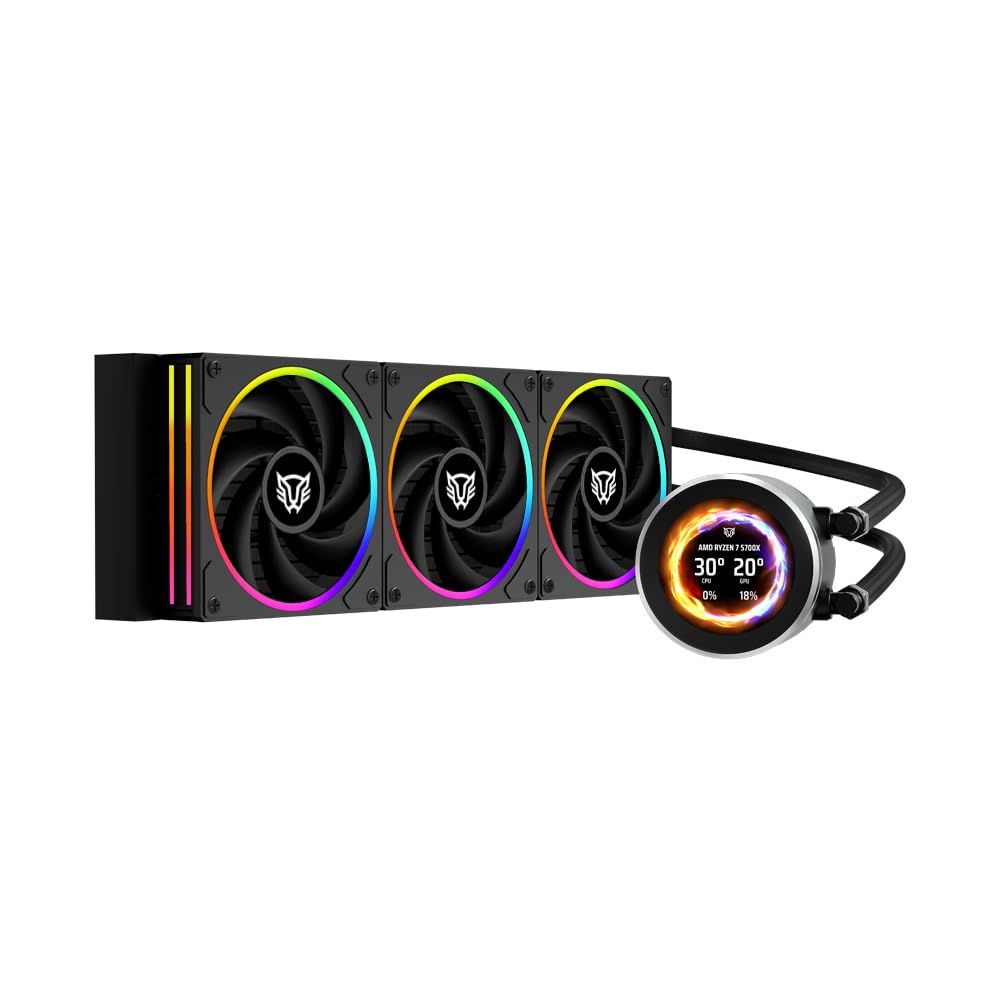 Hydrox Expert Level HYX40 Sistema de Enfriamiento Líquido 360, Disp OLED Personalizable ARGB,TDP 300W, Comp con AMD+Intel, Bomba 2400RPM, 3Ventiladores de 120mm, 600-2200 RPM, 74 CFM (Negro)_0 Hydrox Expert Level HYX40 Sistema de Enfriamiento Líquido 360, Disp OLED Personalizable ARGB,TDP 300W, Comp con AMD+Intel, Bomba 2400RPM, 3Ventiladores de 120mm, 600-2200 RPM, 74 CFM (Negro)_0