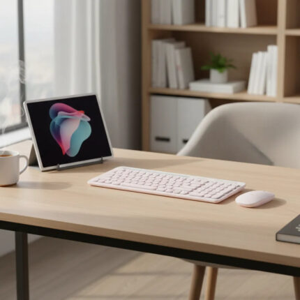 Combo Acteck Mk720 Teclado Y Mouse Rosa Español Qwerty_1