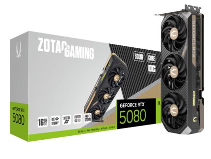 ZOTAC Gaming GeForce RTX 5080 Solid Core OC DLSS 4 16GB GDDR7 256-bit 30 Gbps PCIE 5.0 Tarjeta grÃ¡fica para Juegos, IceStorm 3.0 Advanced Cooling, Spectra RGB Lighting, ZT-B50800J2-10A_0