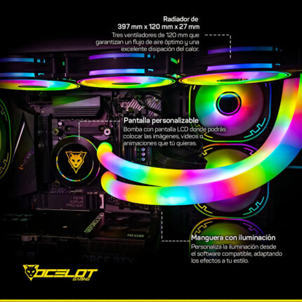 Disipador De Enfriamiento Líquido Ocelot Gamer Rgb 360mm_1