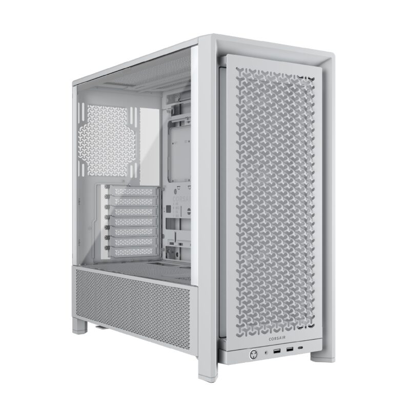 Corsair 4000D RS Frame Modular High Airflow Mid-Tower PC Case  3X RS Fans  InfiniRail Fan Mounting System  Fits Multiple 360mm Radiators  Reverse Connector Motherboard Compatible  White_0