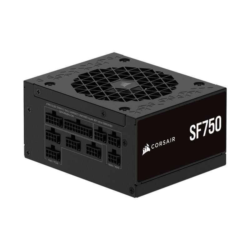Corsair SF750 (2024) Fuente de Alimentación ATX Totalmente Modular de Bajo Ruido 80 Plus Platinum  Compatible con ATX 3.1  Preparada para PCIe 5.1 - Soporte SFX a ATX Incluido  Negro_0