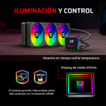 Enfriamiento Liquido Balam Rush Cryo Prism 360 Black 120mm Argb 4 Pines Pwm 1800 Rpm Tdp 300w Lga1851 Am5 Caratulas Intercambiables + Display De Temperatura Negro Br-944069_3