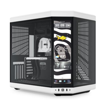 Hyte Y70 Touch Infinite Dual Chamber ATX Mid Tower - Funda estética Moderna con visualización táctil LCD integrada de 2,5 K, Panda/Blanco, CS-HYTE-Y70TTI-WB_0