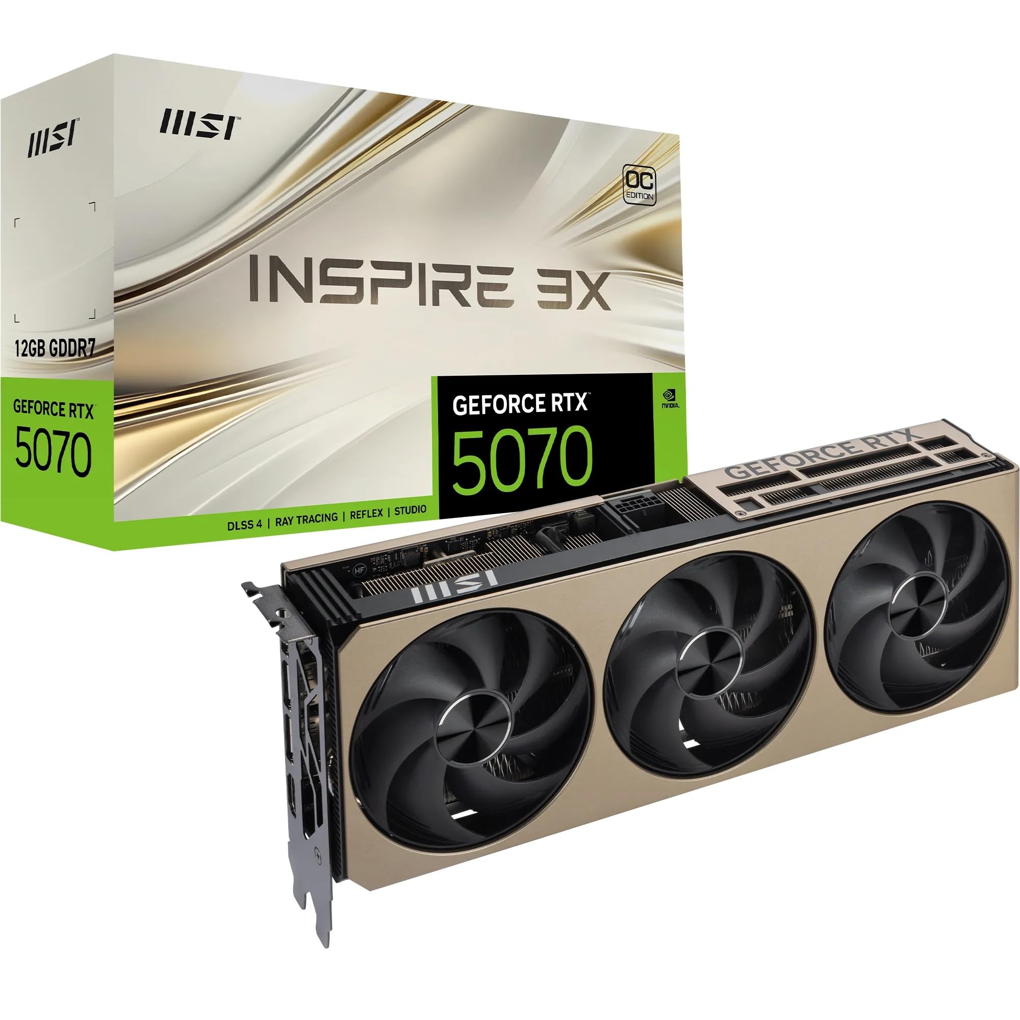 Tarjeta gráfica MSI GeForce RTX 5070 12G Inspire 3X OC – GPU RTX 5070, 12GB GDDR7 (28Gbps/192-bit), PCIe 5.0 – Diseño térmico de Triple Ventilador (3 Ventiladores STORMFORCE) – HDMI 2.1b, DisplayPort_0 Tarjeta gráfica MSI GeForce RTX 5070 12G Inspire 3X OC - GPU RTX 5070, 12GB GDDR7 (28Gbps/192-bit), PCIe 5.0 - Diseño térmico de Triple Ventilador (3 Ventiladores STORMFORCE) - HDMI 2.1b, DisplayPort_0