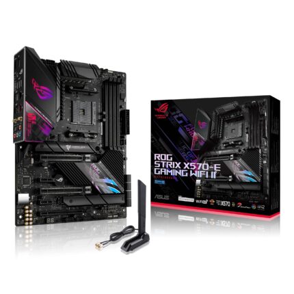 Asus Motherboard X570 AMD ROG STRIX X570-E GAMING WIFI II, ATX, PCIe 4.0, WiFi 6E (802.11ax), 2.5 Gb Ethernet, cancelación de ruido AI bidireccional, dual M.2 y Aura Sync_0