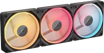 Corsair iCUE Link LX120-R RGB 120mm Ventilador Inverso PWM â Kit de Triple Ventilador â Bajo Nivel de Ruido, Cojinete de CÃºpula MagnÃ©tica, Lazos de Luz Duales, Tornillos QuikTurnâ¢, Cero RPM â Negro_0