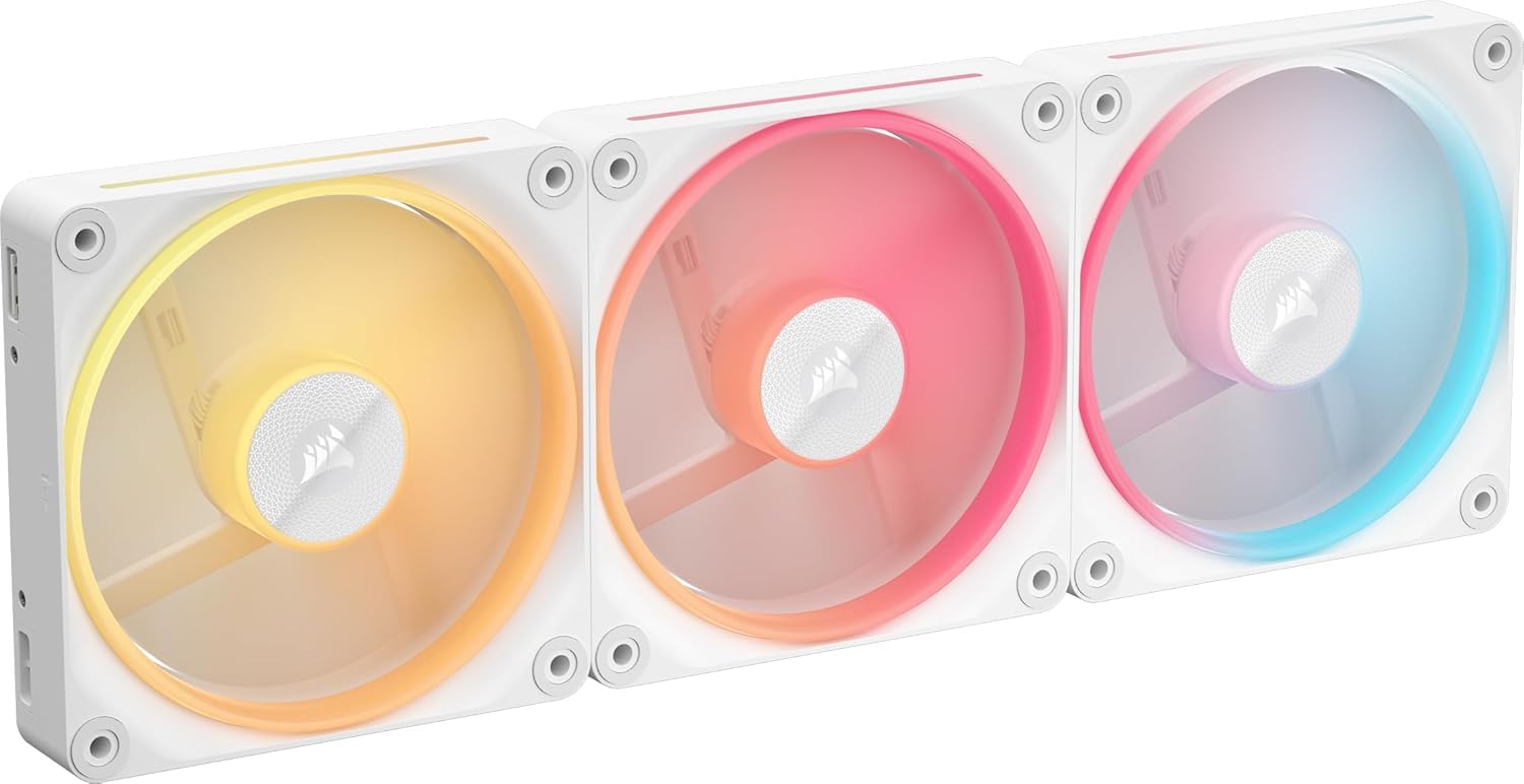 Corsair iCUE Link LX120-R RGB 120mm Ventilador Inverso PWM â Kit de Triple Ventilador â Bajo Nivel de Ruido, Cojinete de Cúpula Magnética, Lazos de Luz Duales, Tornillos QuikTurnâ¢, Cero RPM â Blanco_0 Corsair iCUE Link LX120-R RGB 120mm Ventilador Inverso PWM â Kit de Triple Ventilador â Bajo Nivel de Ruido, Cojinete de Cúpula Magnética, Lazos de Luz Duales, Tornillos QuikTurnâ¢, Cero RPM â Blanco_0