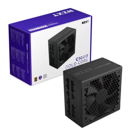 NZXT C1000 Gold Core - Fuente de alimentaciÃ³n ATX 3.1 de 1000 W - 80 Plus Gold - Cybenetics Platinum - Totalmente modular - PCIe 5.1 600W 12V-2x6 - Ventilador Zero RPM - Condensadores de 105Â°C - Negro_0