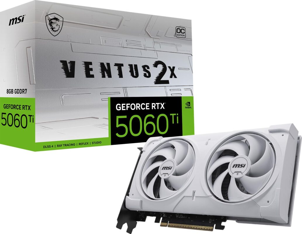 MSI Gaming RTX 5060 Ti 8G Ventus 2X OC Tarjeta gráfica Blanca (8GB GDDR7, TBA-bit, Rendimiento Extremo: TBA MHz, DisplayPort x3 2.1a, HDMI 2.1b, NVIDIA Blackwell Architecture)_0