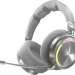 Corsair Virtuoso MAX Wireless Auriculares para Juegos con Bluetooth  Dolby Atmos, SoundID, Cancelación Activa del Ruido, Micrófono de Calidad Broadcast, para PC, Mac, PS5, PS4  Plata_0