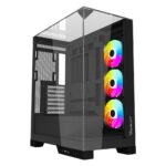 Gabinete Gamer Ocelot Gaming. ATX - Micro ATX - Mini ITX, Cristal Templado, 3 Ventiladores ARGB incluidos. Color Negro. Modelo Glass Hunter 3_0
