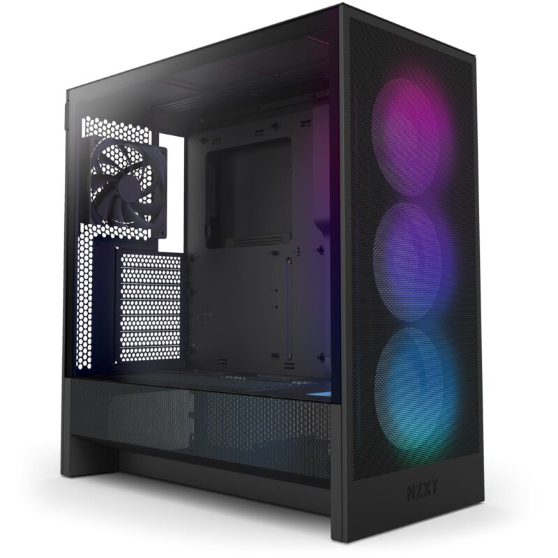 NZXT Gabinete H5 Flow RGB ATX Negro con Cristal Templado, USB 3.2 y USB Tipo-C  Torre para PC Gaming_0
