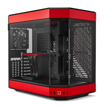 Hyte Y60 - Funda para Juegos de computadora ATX de Vidrio Templado estético Moderno con Doble cámara panorámica con Cable Elevador PCIE 4.0 Incluido, Rojo (CS-HYTE-Y60-BR)_0