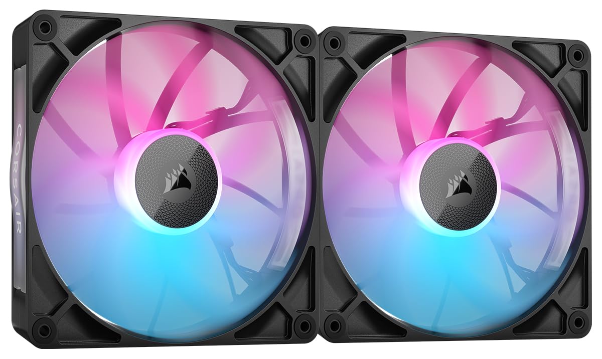 CORSAIR iCUE Link RX140 Ventiladores PWM RGB de 140 mm con iCUE Link System Hub - Rodamiento de CÃºpula MagnÃ©tica - Paquete Doble - Negro_0