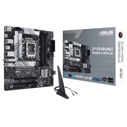 Asus Prime B660M-A WiFi D4 LGA 1700(Intel 12th Gen) mATX Motherboard (PCIe 4.0,Intel Wi-Fi 6,DDR4,2xM.2 Slots, 1Gb LAN, DP,2 x HDMI, Rear USB 3.2 Gen 2, Front USB 3.2 Gen 1 Type-C, Aura Sync)_0