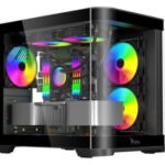 XZEAL Gabinete Gamer XZGAMC3B Curvo Negro â Compatible con M-ATX/ITX, 3 Ventiladores RGB Incluidos, Panel Frontal AcrÃ­lico, DiseÃ±o Moderno y Compacto._0
