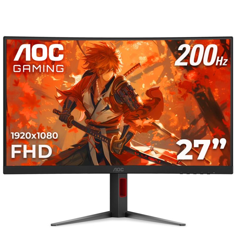 Monitor Curvo Gamer AOC C27G4H2 de 27", FHD, 200Hz, 0.3ms, 1500R, Ajuste de Altura, Negro, Compatible con Xbox, PS5 y Switch. 3 aÃ±os de garantÃ­a_0