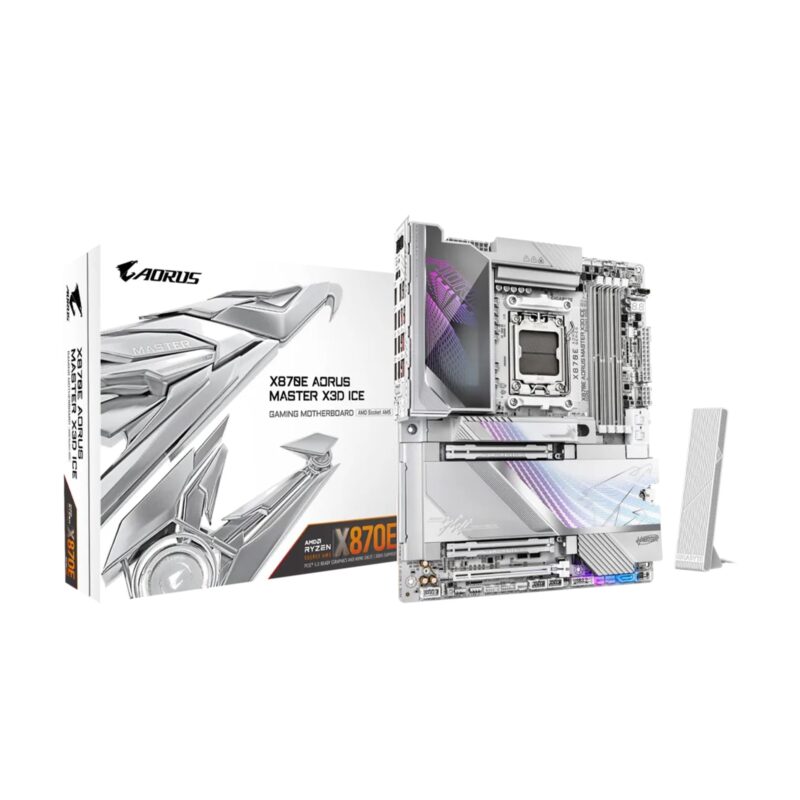 GIGABYTE X870E AORUS Master X3D Ice AMD AM5 LGA 1718 ATX, Compatible con procesadores AMD Ryzen Serie 9000/8000/7000, DDR5, 18+2+2 Power Phase, 5X M.2, PCIe 5.0, WIFI7, 10GbE, 5 aÃ±os de garantÃ­a_0
