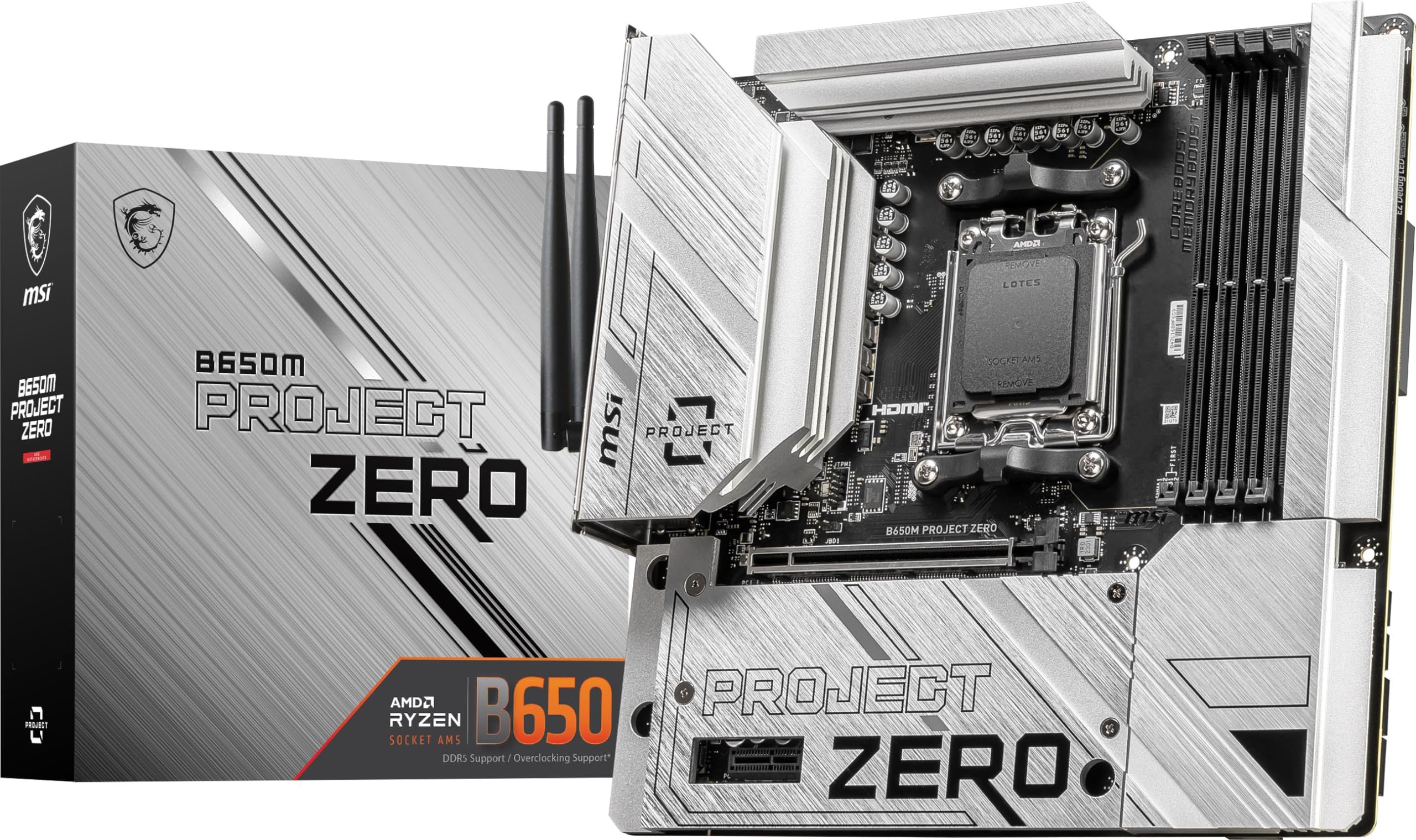 MSI B650M Project Zero - Placa Base para Juegos (procesadores AMD Ryzen Serie 9000/8000/7000, AM5, DDR5, PCIe 4.0, Ranuras M.2, SATA 6Gb/s, USB 3.2 Gen 2, HDMI/DP, Wi-Fi 6E, Bluetooth 5.3_0 MSI B650M Project Zero - Placa Base para Juegos (procesadores AMD Ryzen Serie 9000/8000/7000, AM5, DDR5, PCIe 4.0, Ranuras M.2, SATA 6Gb/s, USB 3.2 Gen 2, HDMI/DP, Wi-Fi 6E, Bluetooth 5.3_0