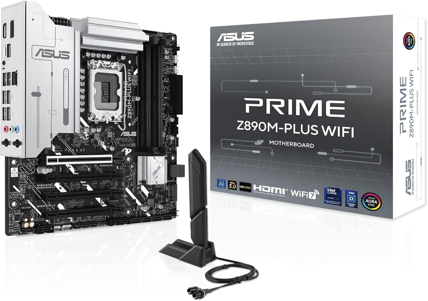 ASUS Prime Z890M-PLUS WiFi - LGA1851 (mATX, DDR5, PCIe 5.0, 3 x M.2, DisplayPort, HDMI, Advanced AI, WiFi 7, Aura Sync)_0 ASUS Prime Z890M-PLUS WiFi - LGA1851 (mATX, DDR5, PCIe 5.0, 3 x M.2, DisplayPort, HDMI, Advanced AI, WiFi 7, Aura Sync)_0