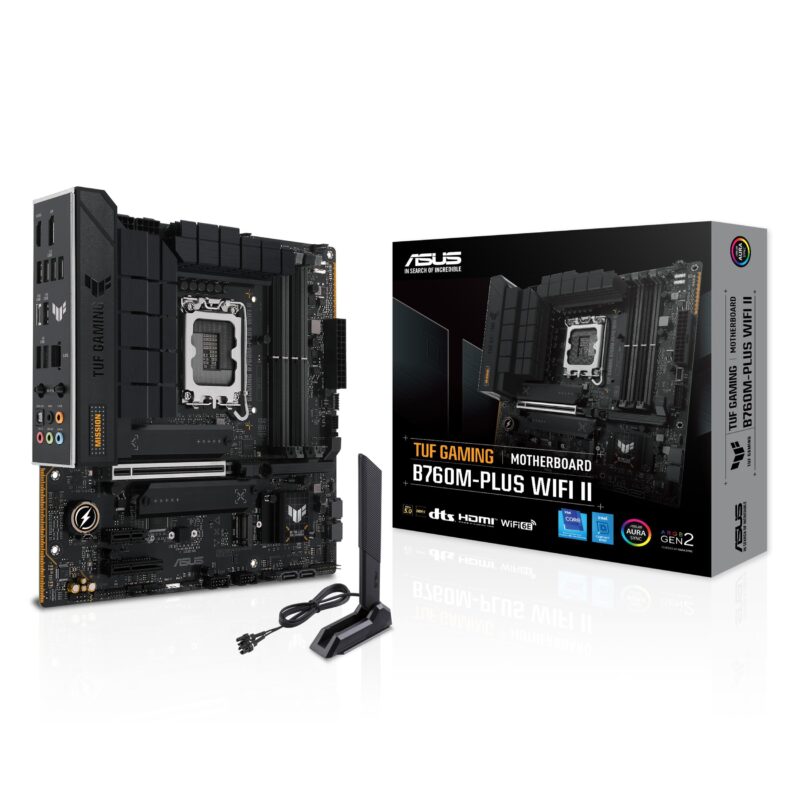 TUF Gaming B760M-PLUS WiFi II Intel B760 LGA 1700 mATX Placa Base (PCIe 5.0, 4.0 Ranuras M.2, DDR5, WiFi6E, Q-Antenna, Ethernet de 2.5Gb, DisplayPort, HDMI, SATA 6Gbps, USB 20Gbps) Soporte, Aura Sync_0