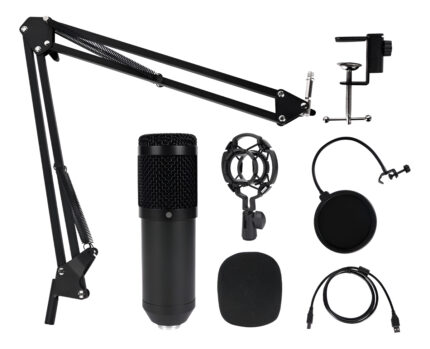 Micrófono Balam Rush Mc970 Gamer Negro Con Soporte_0