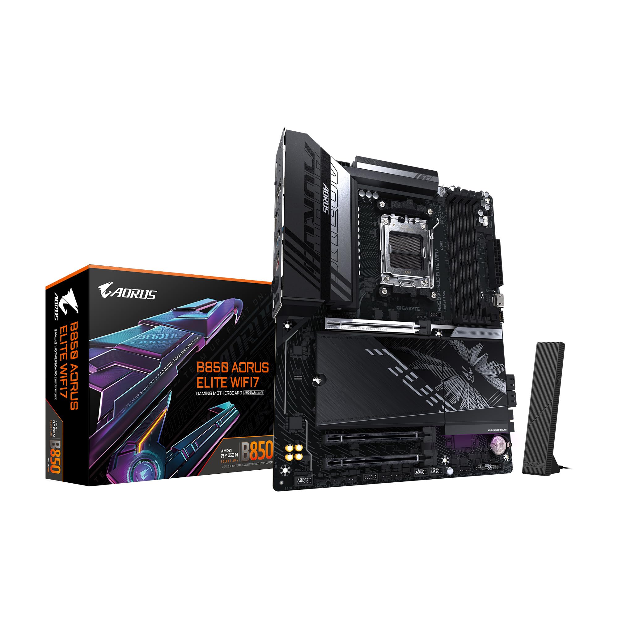 GIGABYTE B850 AORUS Elite WIFI7 AMD AM5 LGA 1718 Placa Base, ATX, DDR5, 3X M.2, PCIe 5.0, USB-C, WIFI7, LAN de 2.5GbE, Cierre EZ, garantÃa de 5 años_0 GIGABYTE B850 AORUS Elite WIFI7 AMD AM5 LGA 1718 Placa Base, ATX, DDR5, 3X M.2, PCIe 5.0, USB-C, WIFI7, LAN de 2.5GbE, Cierre EZ, garantÃa de 5 años_0