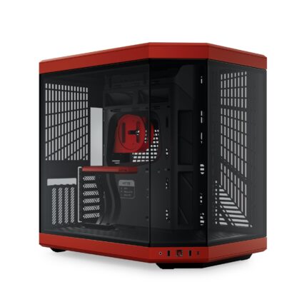 Hyte Y70 - Funda para Juegos de computadora ATX de Vidrio Templado panorÃ¡mico de Doble cÃ¡mara con Cable Elevador PCIE 4.0 Incluido, Rojo (CS-HYTE-Y70-BR)_0