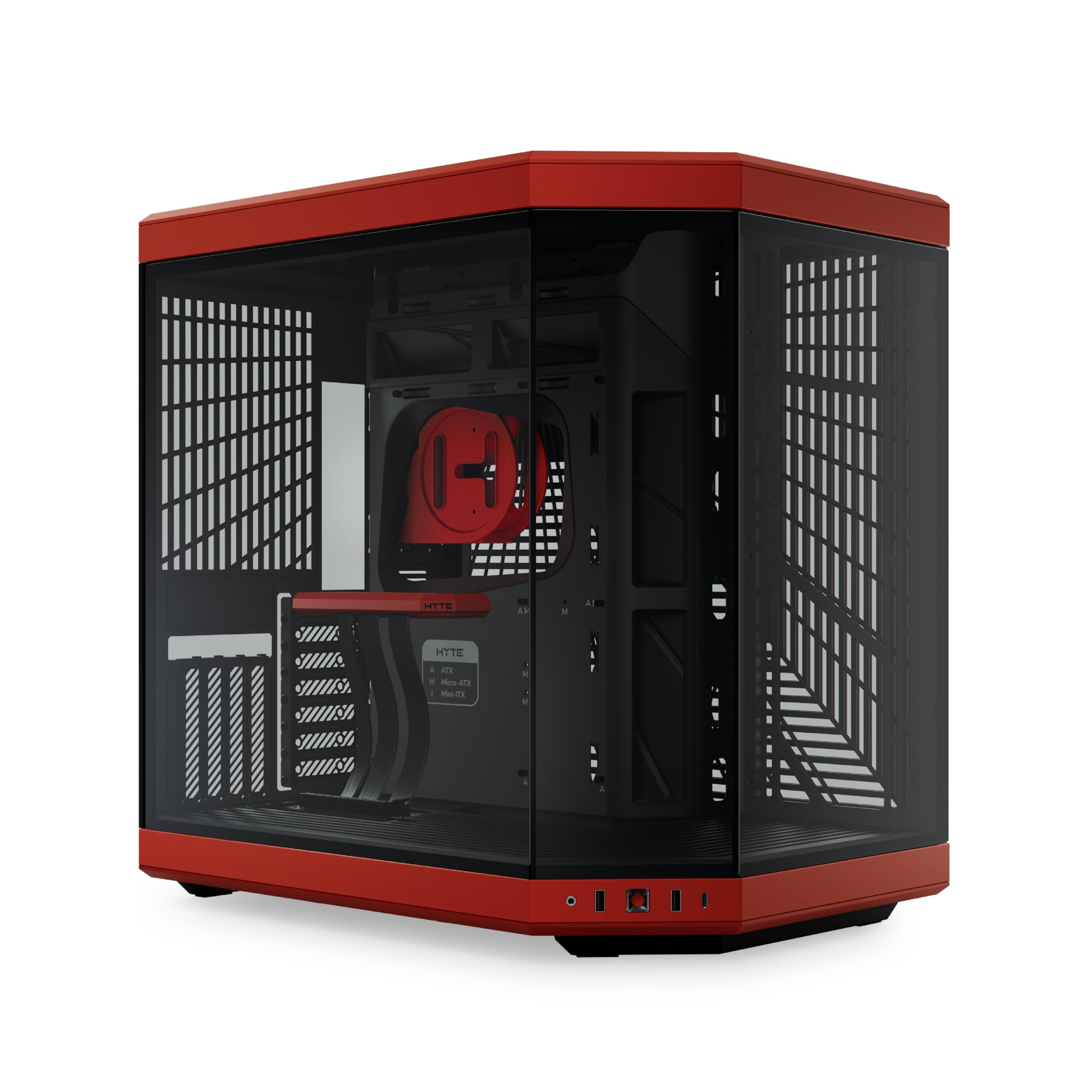 Hyte Y70 - Funda para Juegos de computadora ATX de Vidrio Templado panorámico de Doble cámara con Cable Elevador PCIE 4.0 Incluido, Rojo (CS-HYTE-Y70-BR)_0 Hyte Y70 - Funda para Juegos de computadora ATX de Vidrio Templado panorámico de Doble cámara con Cable Elevador PCIE 4.0 Incluido, Rojo (CS-HYTE-Y70-BR)_0