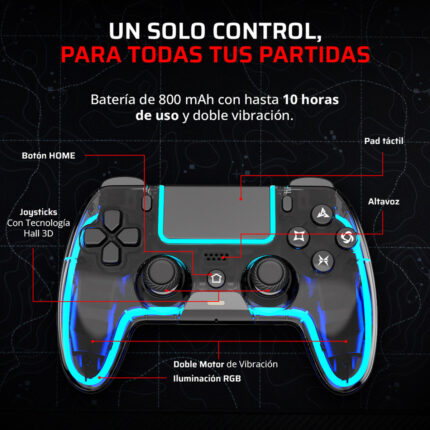 Gamepad Balam Rush Kontrol Lucid G690 Conexion Dual Bt 5.0 / Usb-c Ps5 , Android , Ios , Pc Rgb 10 Hrs. De Uso Negro Br-943581_1
