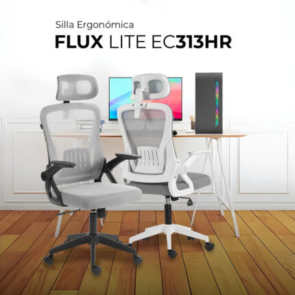 Silla De Oficina Flux Lite Ec313hr Hasta 100 Kg Inclin 120° - Marco Negro - Malla_1
