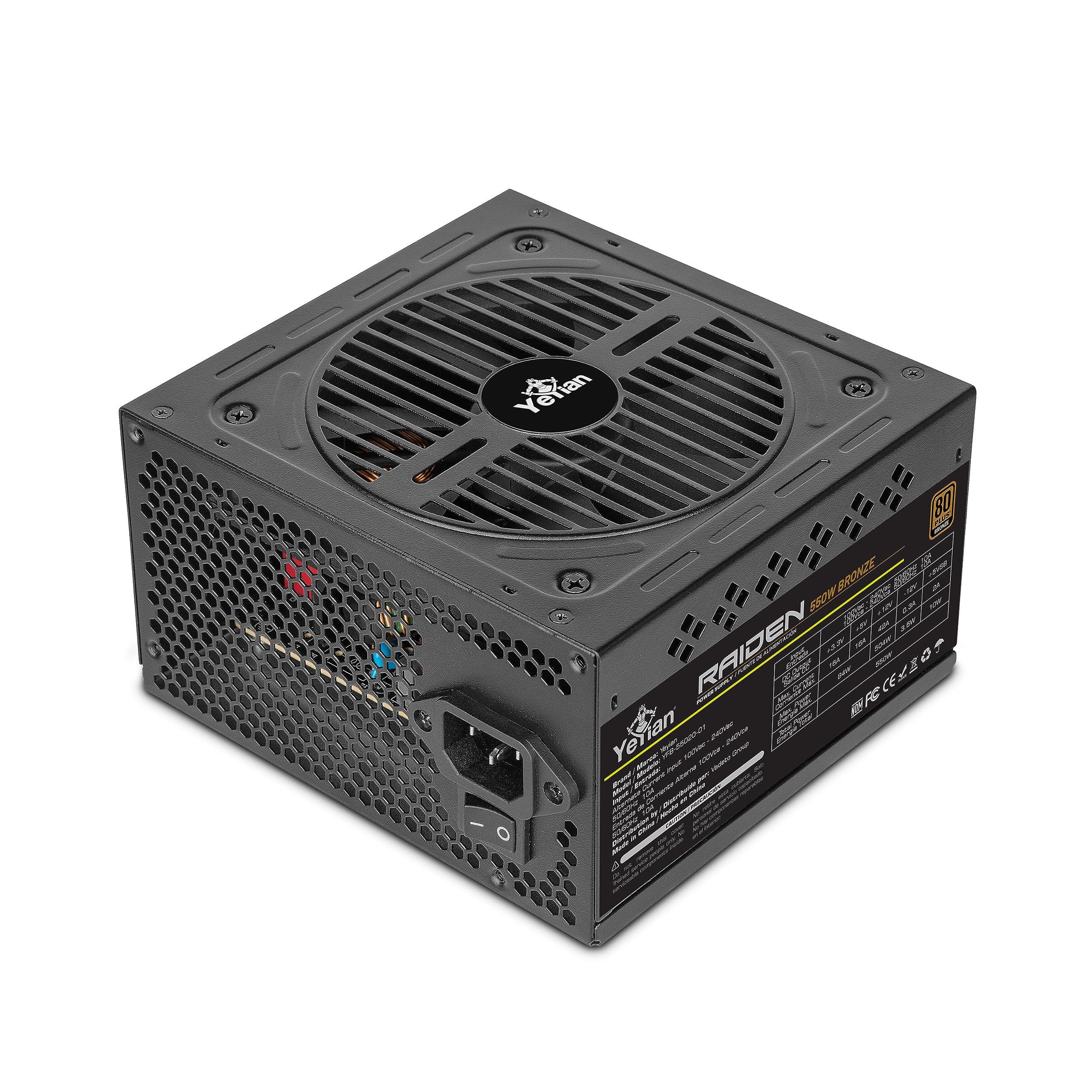 YEYIAN Fuente De Poder 550w, 80+ Bronce, ATX 2.0, No Modular, Conectores Pcie 6, Sata, Molex, Negro, Yfb-55020-01_0 YEYIAN Fuente De Poder 550w, 80+ Bronce, ATX 2.0, No Modular, Conectores Pcie 6, Sata, Molex, Negro, Yfb-55020-01_0