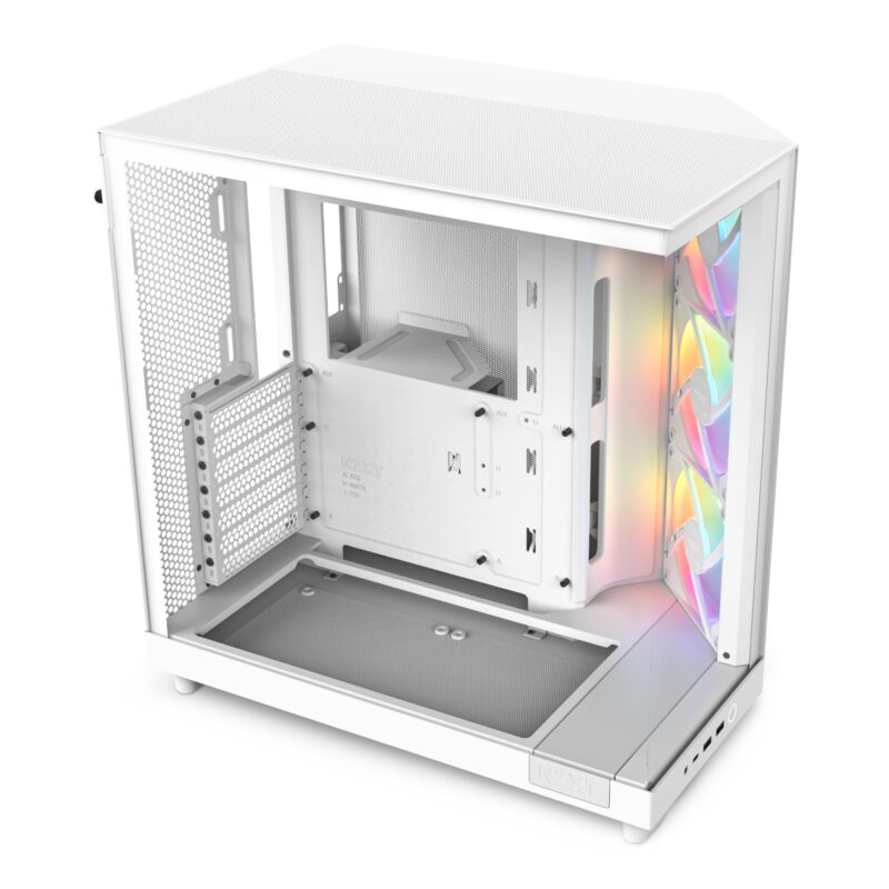 NZXT H6 Flow RGB | CC-H61FW-R1 | Caja compacta de flujo de aire de torre media de doble cámara | Incluye 3 ventiladores RGB de 120 mm | Paneles de vidrio panorámicos | Paneles de flujo de aire de alto_0
